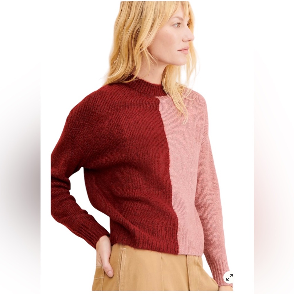 NWT Vigoss x‎ Anthropologie Women’s Colorblock Sweater Red/Pink